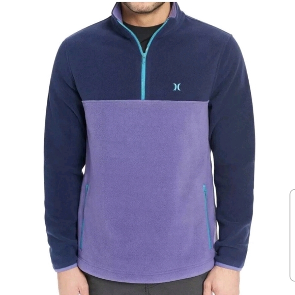 Hurley Blue & Purple 1/4 Zip Up Pullover Collard Fleece. Size XL - Picture 1 of 7